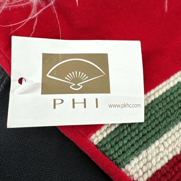 Peking Handicraft Embroidered Christmas Stocking Elf Shoe Red Green Stripes - Picture 5 of 11